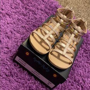 Rose gold gladiator sandals